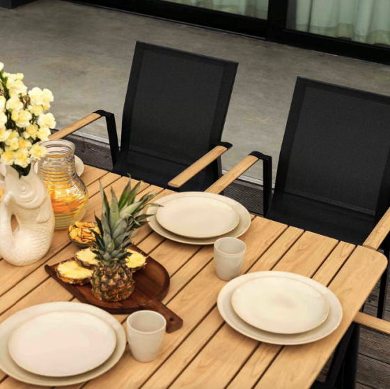 Комплект садових меблів Di Volio Brivio 6+1 чорний/бежевий Київ