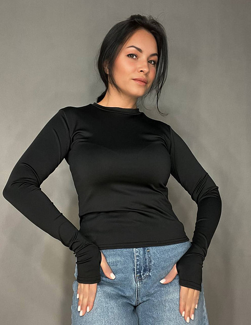 Лонгслив женский Ariadna 5134 лонгслив рукав на палец круглое горло микродайвинг one size, черный, o Одесса - изображение 6