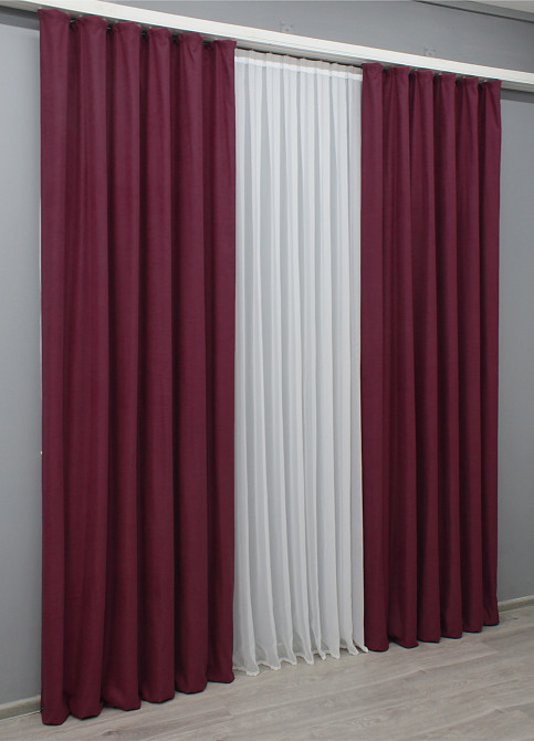 Комплект готових штор VR-Textil Нубук однотонний № 1518ш Бордовий 100х290 см 2 шт (31-977) Київ - фото 4