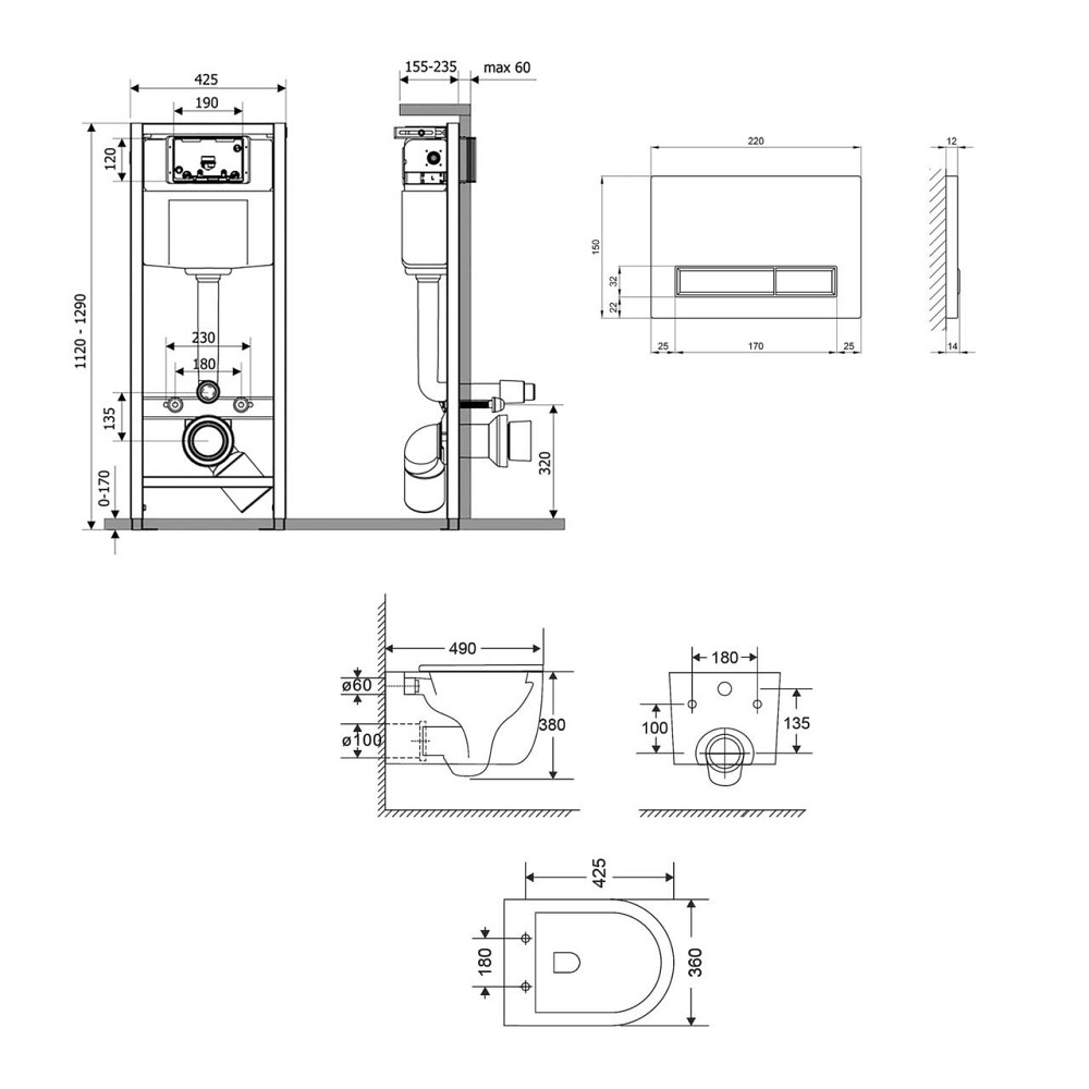 Готове рішення Qtap для ванної кімнати: підвісний унітаз Taurus Ultra Quiet 485×360×350 + комплект інсталяції Nest 4 в 1 Київ - фото 2