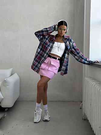 Женская стильная мини юбка-карго костюмка Розовый, 44/46 Одесса