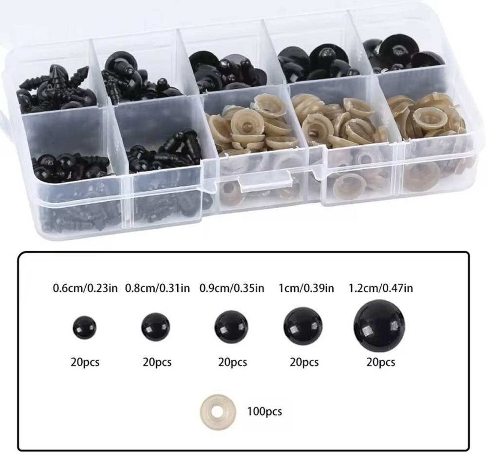 Комплект черных пластиковых глаз для игрушек 6-12 мм с фиксатором 100 шт. Киев - изображение 4