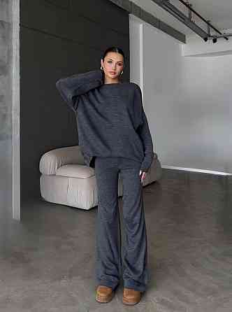 Жіночий затишний базовий костюм двійка з турецької ангори-кашемір Графіт, 42/44 Одеса