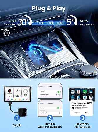 Бездротовий адаптер CarPlay Android Auto, WiFi, Bluetooth, для авто з 2016 року Android 10+, USB-A/T Київ