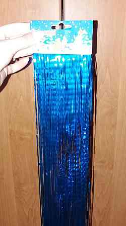 Дождик на елку новогодний рифленный 150 см на 22 см синий Киев