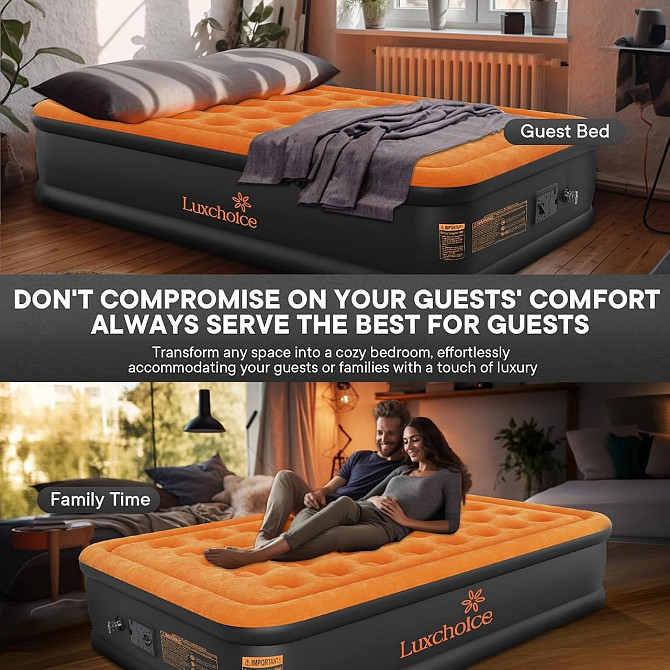 Luxchoice twin 191x99x40 см надувний матрац з вбудованим насосом, зручний для кемпінгу та дому, наду Київ - фото 6