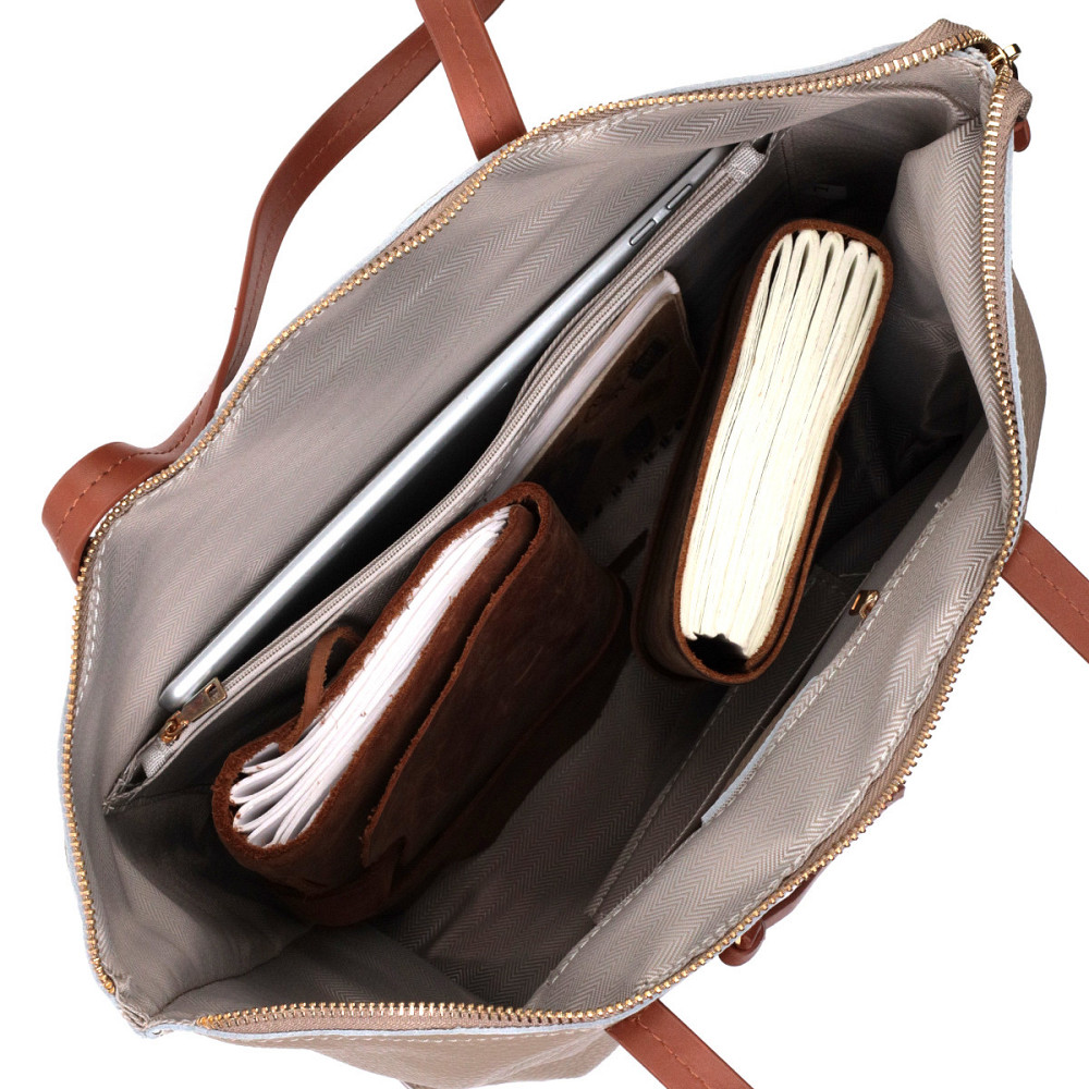 Оригінальна двокольорова сумка жіноча з натуральної шкіри Vintage 22304 Бежева Київ - фото 7