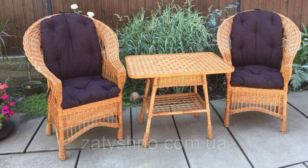 Мебель из лозы на 2 человек|  Мебель плетеная со столом | мебель садовая с подушками Киев - изображение 4