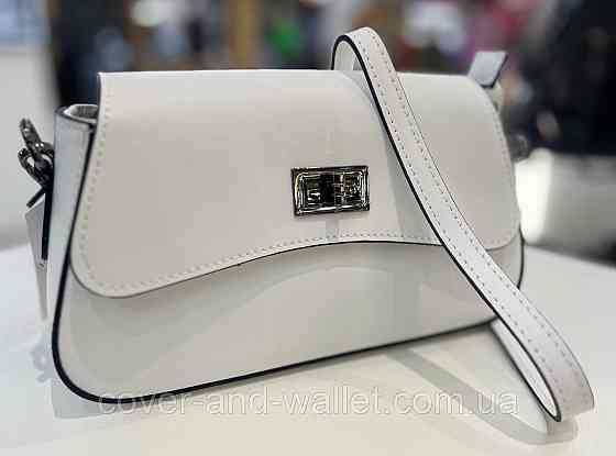 Вишукана жіноча сумочка з італійської гладкої шкіри білого кольору Virginia Conti Київ