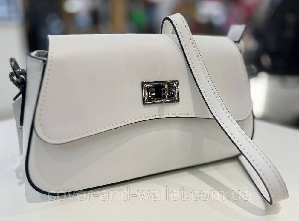 Вишукана жіноча сумочка з італійської гладкої шкіри білого кольору Virginia Conti Київ - фото 3