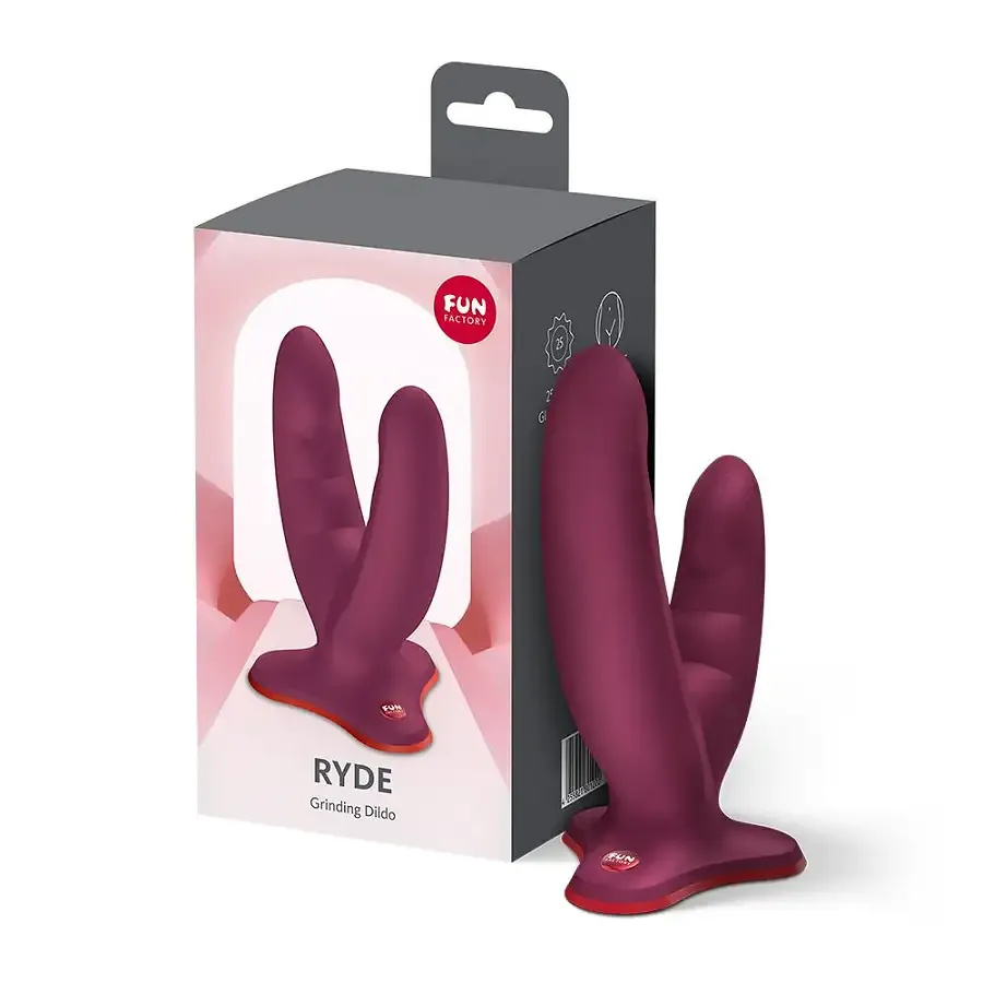 Двойной фаллоимитатор Fun Factory RYDE Wine Red, гибкие стволы, присоска Львов - изображение 6