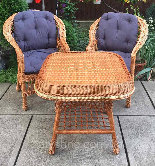 Мебель плетеная из лозы с 2 креслами |  Мебель из лозы с подушками |мебель плетеная с квадратным сто Киев - изображение 3