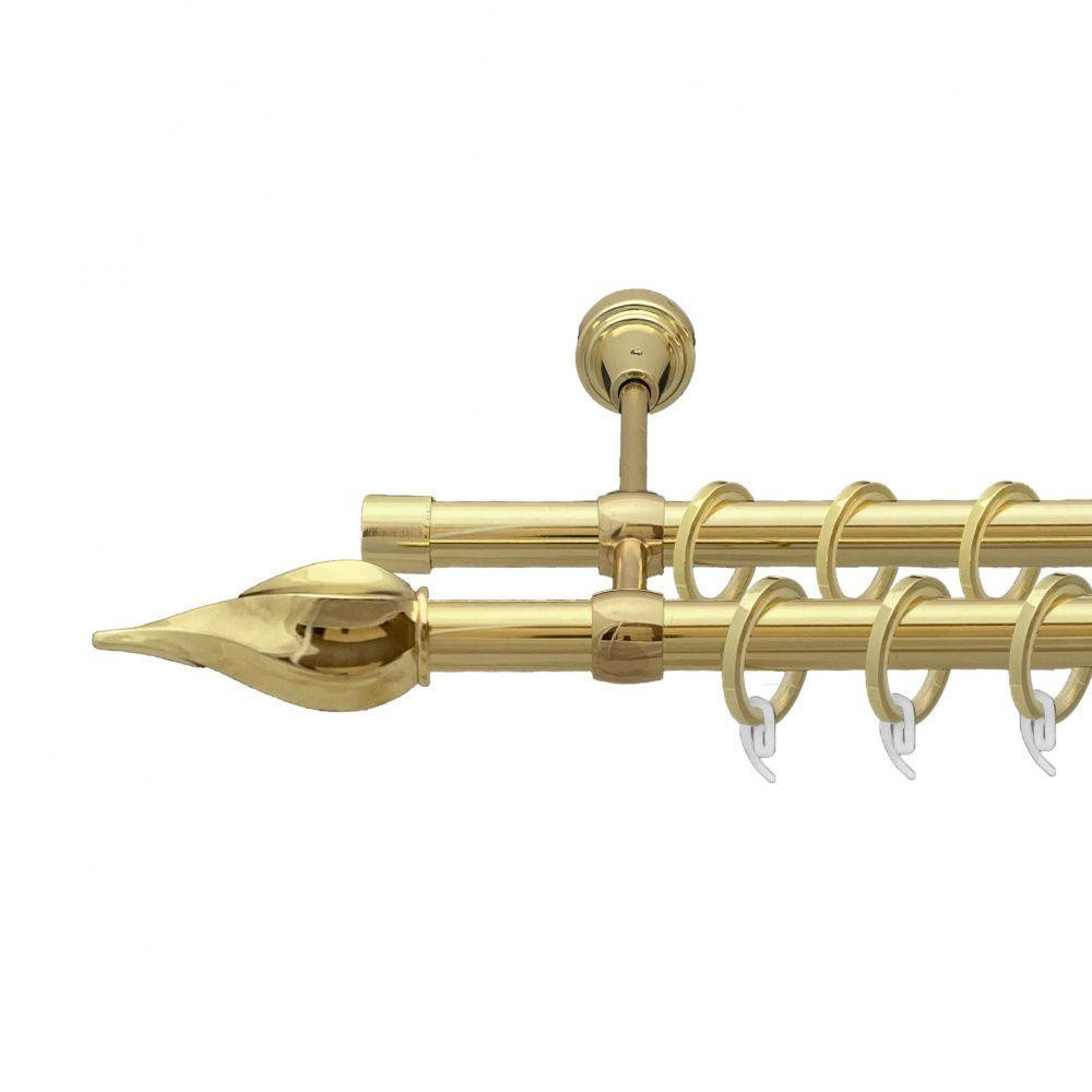 Карниз Orvit Твісто металевий дворядний литий гладка труба кільце фасонне металеве  Золото 19\19 мм 200 см Львов - изображение 1