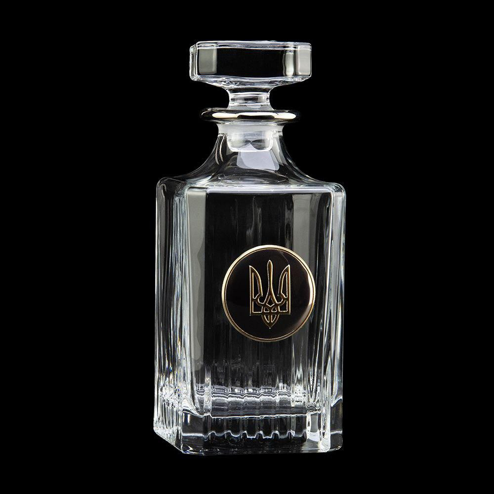 Набор для виски Шеврон МВФ Boss Crystal хрусталь (6 бокалов по 360 мл + графин 750 мл) декорирован платиной, серебром и позолотой Киев - изображение 2