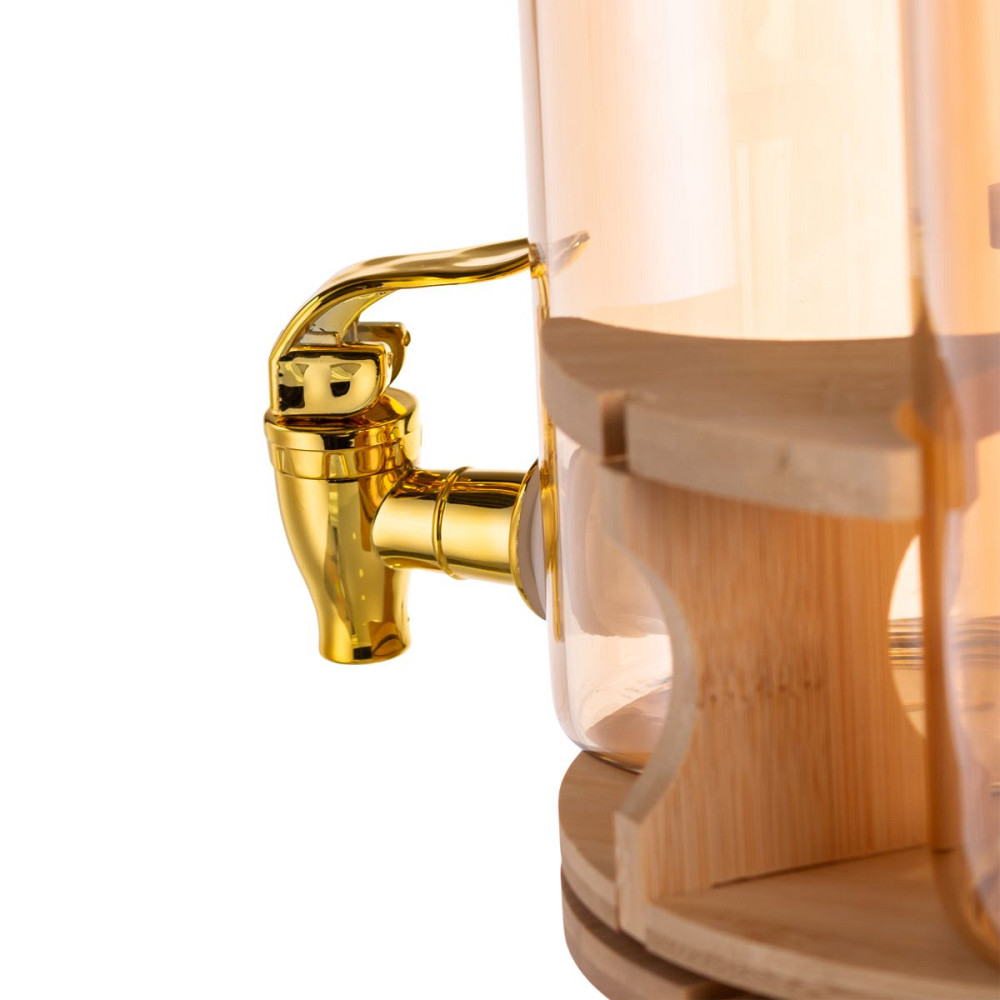 Лимонадниця скляна 3в1 на підставці із золотими кранами 5.5 л HP-34-28 Коломыя - изображение 2