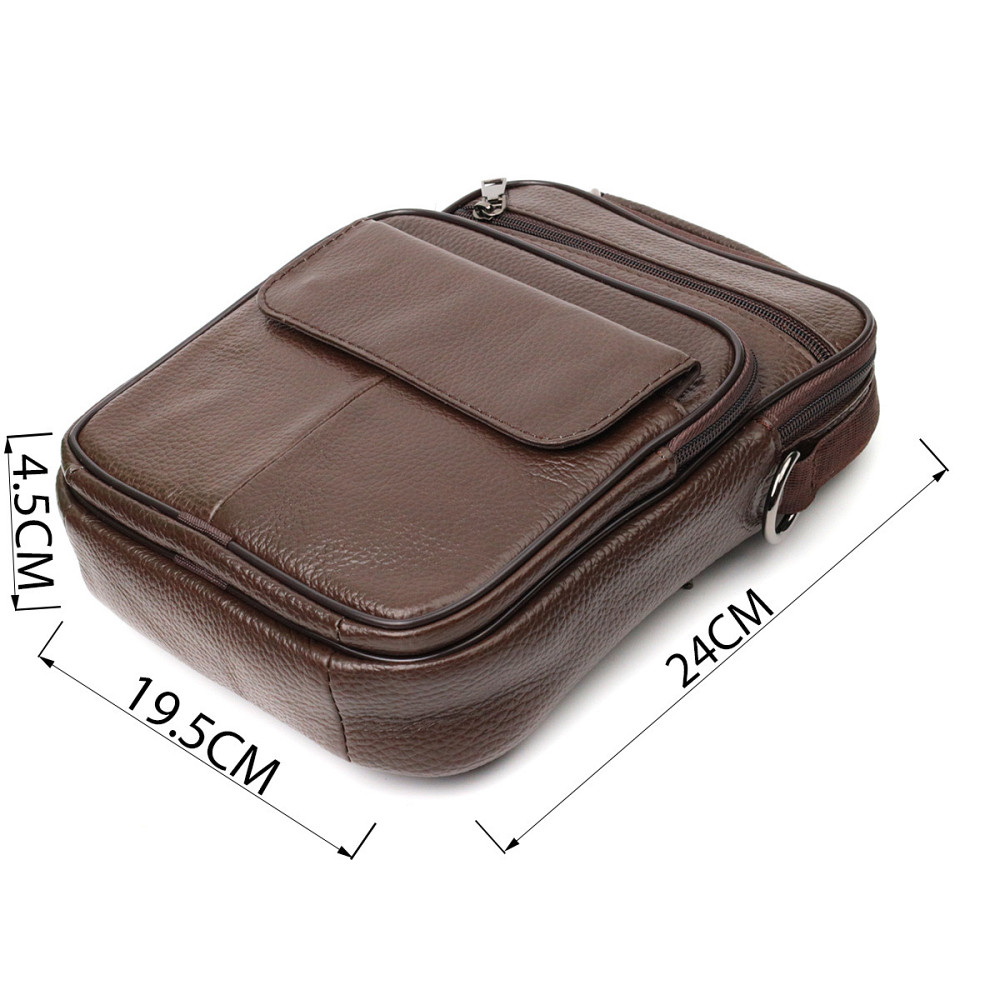 Вертикальна чоловіча сумка з натуральної шкіри Vintage 21952 Коричнева Київ - фото 8