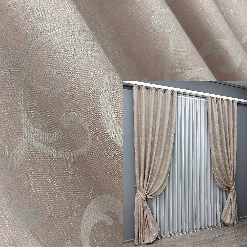 Комплект готовых штор VR-Textil Жаккард Allure № 1613ш Пудровый 150х270 см 2 шт (33-0551) Киев - изображение 1