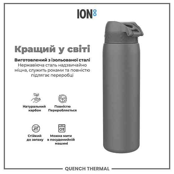 Пляшка для води металева вакуумна ION8 920 мл. Vacuum Insulated, Grey Кам'янське