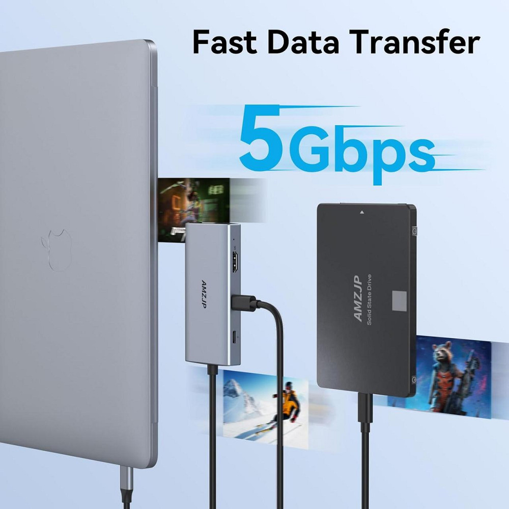 Хаб 8-в-1, многопортовый концентратор USB-C с HDMI 4K, VGA 1080p PD 100W 2xUSB-A кардридеры SD/TF док-станция Киев - изображение 5