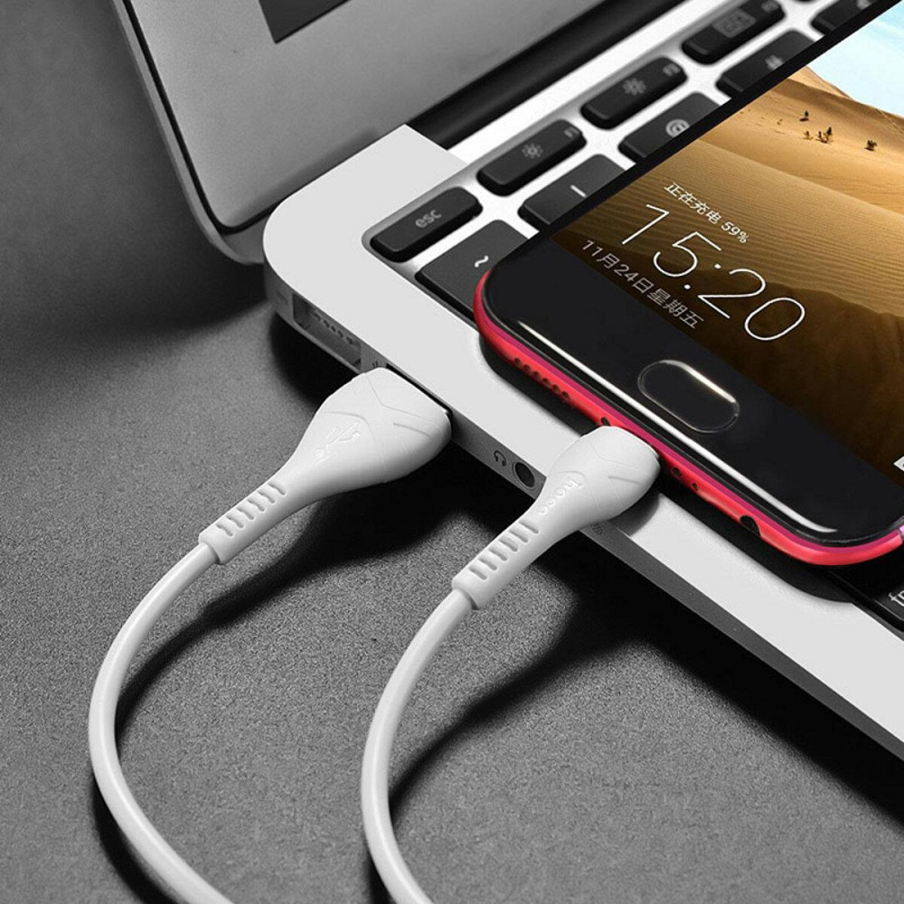 Кабель HOCO X37 USB - Micro 2.4A, 1m, PVC, PVC конектори, колір білий 6931474710505 Одеса - фото 2