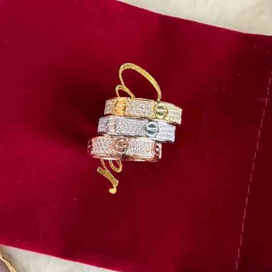 Cartier кільце LOVE з дрібним цирконієм / кільце в лимонному, рожевому та білому золоті Одеса