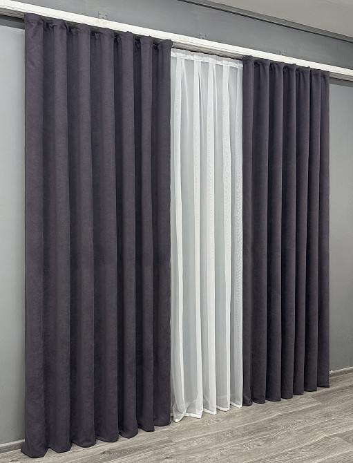 Комплект готових штор VR-Textil Вельвет Velanta № 1879ш Графітовий 200х290 см 2 шт (32-256) Київ - фото 4
