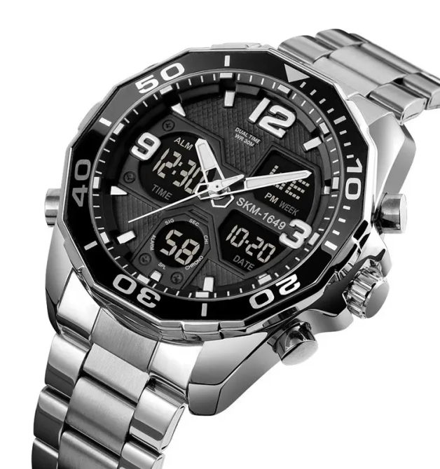 Чоловічий наручний годинник Skmei 1649 (Сріблястий) Київ - фото 3