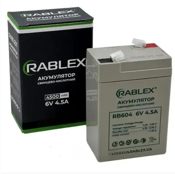 Rablex 6V 4.5A АКБ Аккумулятор 6 Вольт 4.5 Ампера BATTERY 6V 4,5A для фонарика и детского электромобиля Одеса