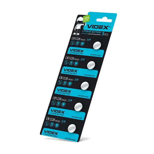 Батарейка CR1220 3В Videx 5шт для часов и пультов Киев - изображение 1