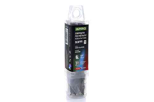 Сверло по металлу кобальтовое HSS-Co/M35 Ø3.3мм (тубус, кратно 10шт) PRO APRO Ровно