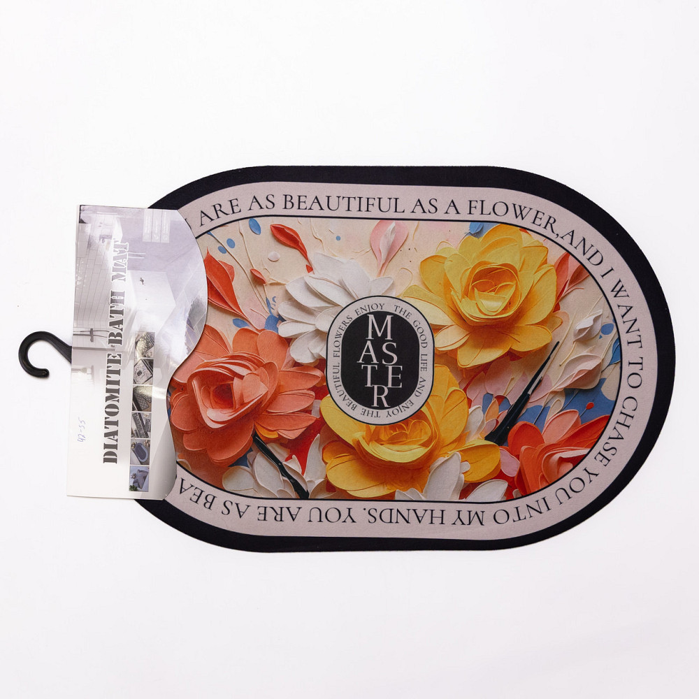 Диатомитовый 3d коврик для овальный дома Beautiful Flowers 38×58 (см) влаговпитывающий коврик для кухни ванны и туалета HP-42-55 Киев - изображение 3