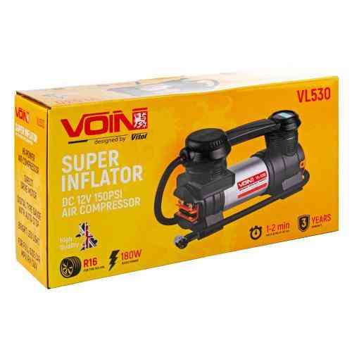Автомобільний компресор VOIN VL-530 150psi, 15A, 40л з автостопом, прикурювачем та ліхтарем Харків
