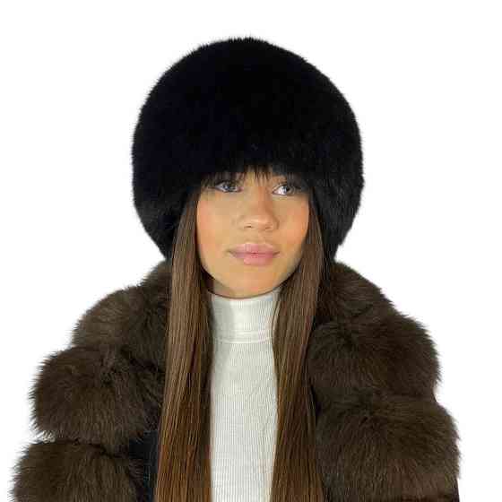 Шапка меховая женская песцовая сноп Анастасия Черный Харьков