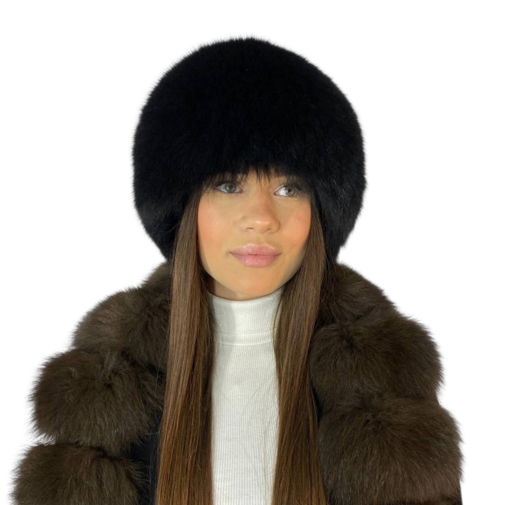 Шапка меховая женская песцовая сноп Анастасия Черный Харьков - изображение 5