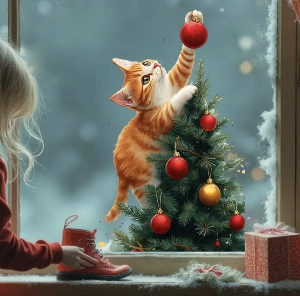 Новорічна наліпка на скло двостороння 