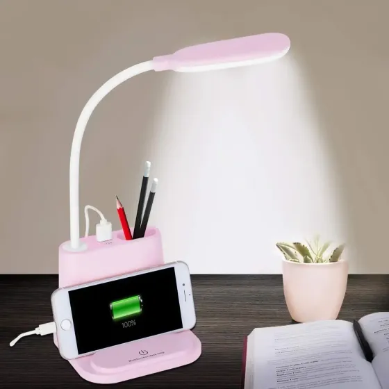 Digital Розовая Аккумуляторная Настольная LED лампа Bionic Desk Lamp c USB выходом, органайзеро Київ