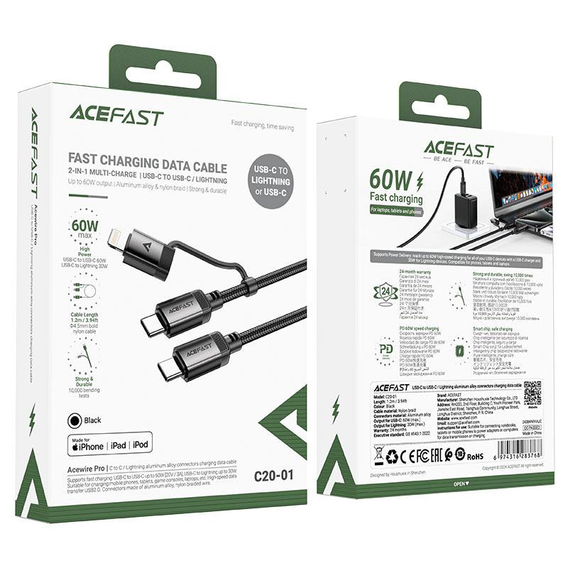 Кабель ACEFAST C20-01 USB-C/Lightning, черный Киев - изображение 5