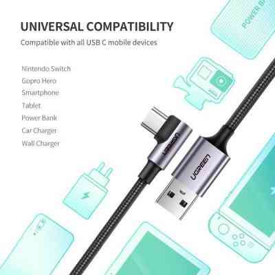 Дата кабель USB 2.0 AM to USB-C 1.0m US284 Angled Alum. Braid Black Ugreen (50941) Винница