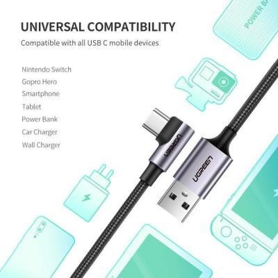 Дата кабель USB 2.0 AM to USB-C 1.0m US284 Angled Alum. Braid Black Ugreen (50941) Винница - изображение 5
