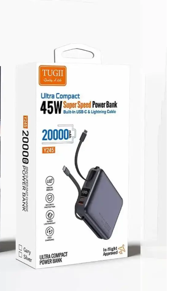 Power Bank TUGII Y245 20000 мАг, 77Вт · год, PD 45Вт, QC 22.5Вт, для ноутбука та MacBook Одеса - фото 3