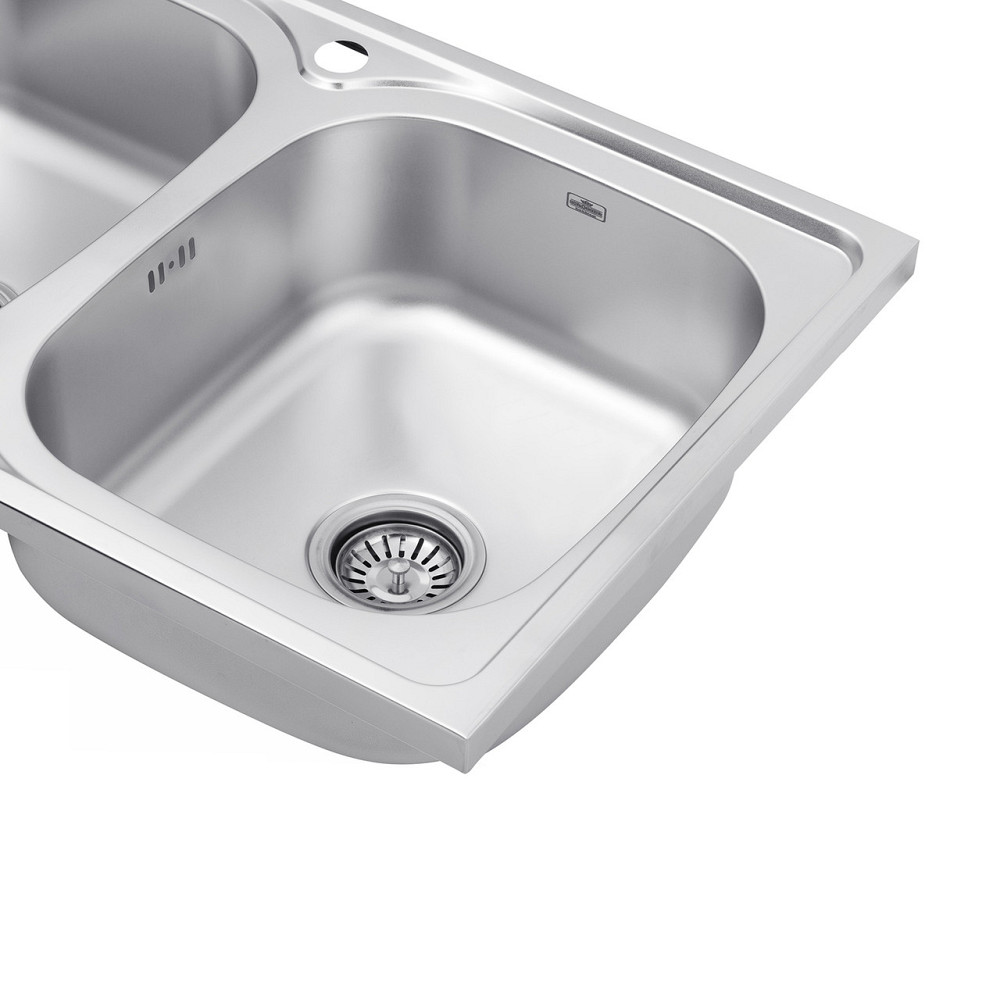 Кухонна мийка накладна Kroner KRP Satin - 5080Z (0.8 мм) на дві чаші Київ - фото 6