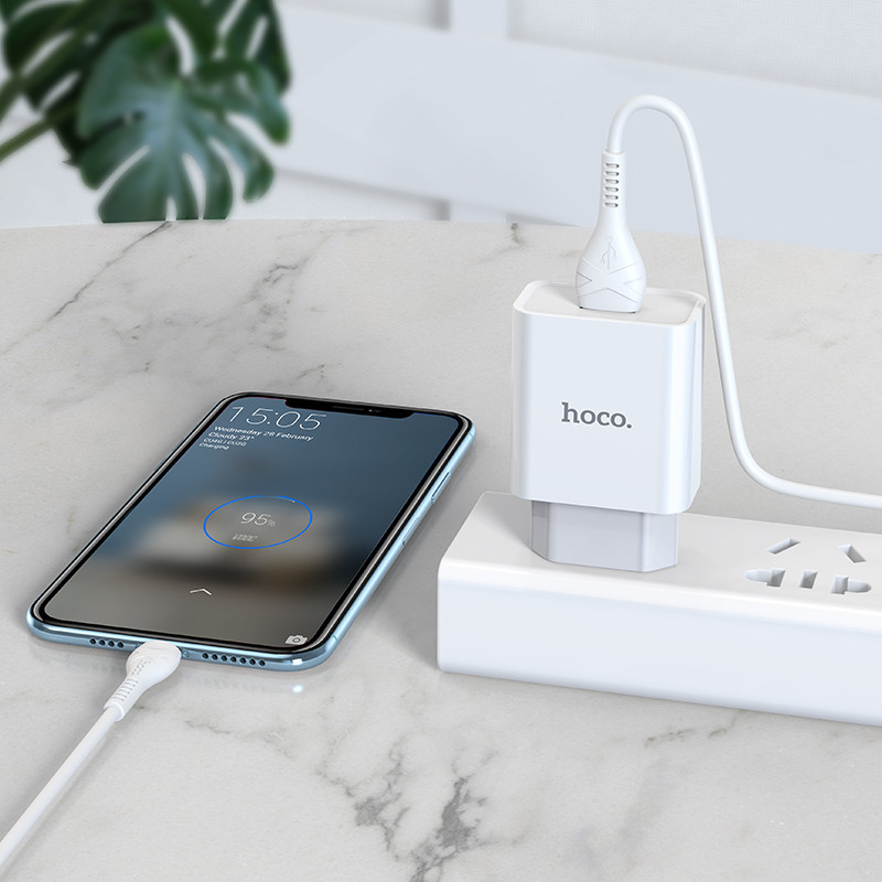 Мережевий зарядний пристрій з кабелем HOCO C81A Asombroso single port charger set(Type-C) White Одеса - фото 9