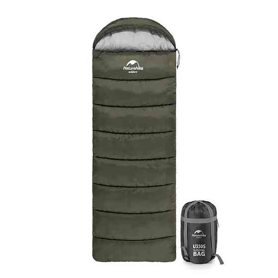 Спальник з капюшоном Naturehike U150 NH20MSD07, (11°C), правий, зелений Киев