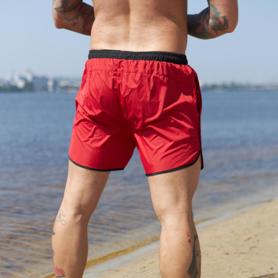 Короткі чоловічі шорти пляжні для купання та плавання швидковисихні Intruder червоні з чорним L Одеса