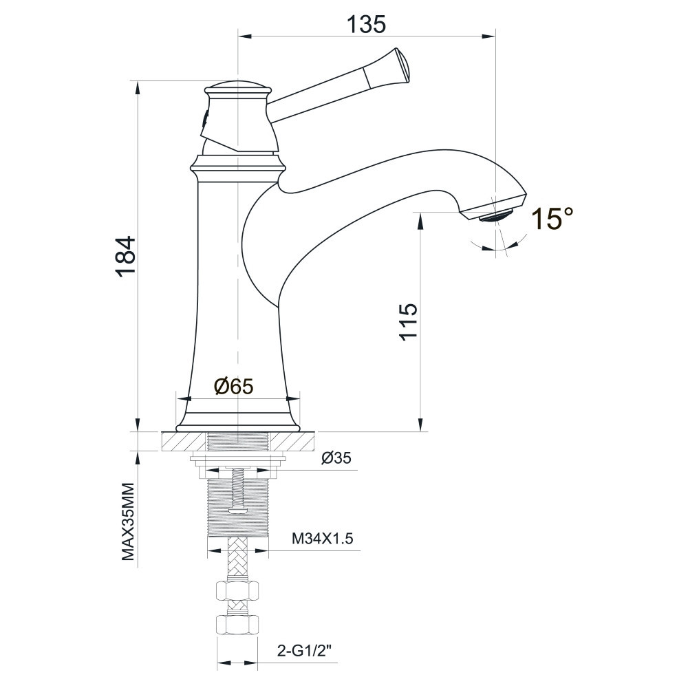 Смеситель для раковины классический Imprese Podzima Zrala черный Киев - изображение 6
