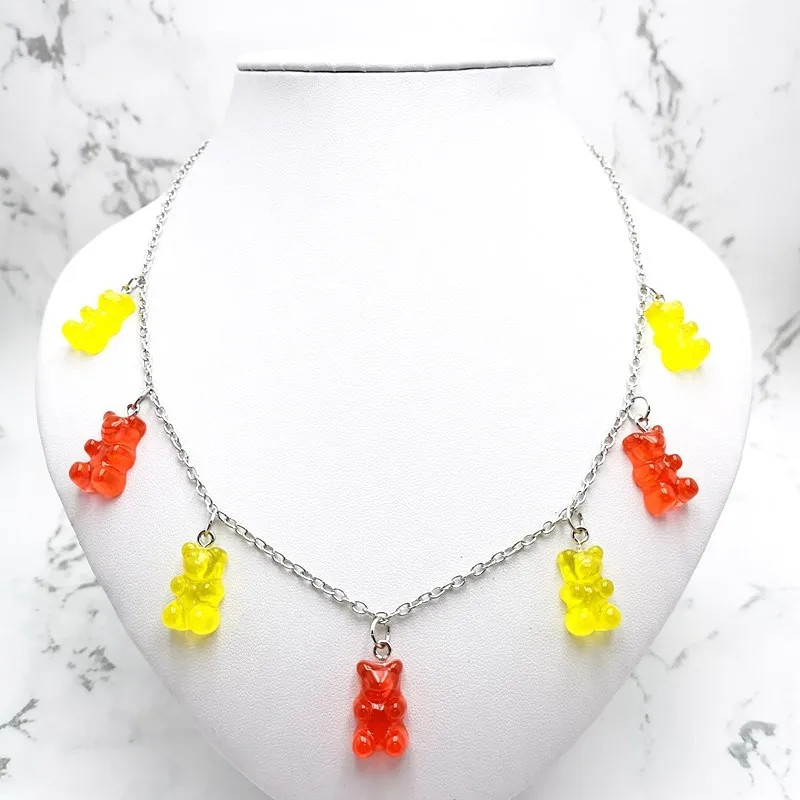 Ожерелье с желейными мишками - длина 50см, смола, цинковый сплав Киев - изображение 1