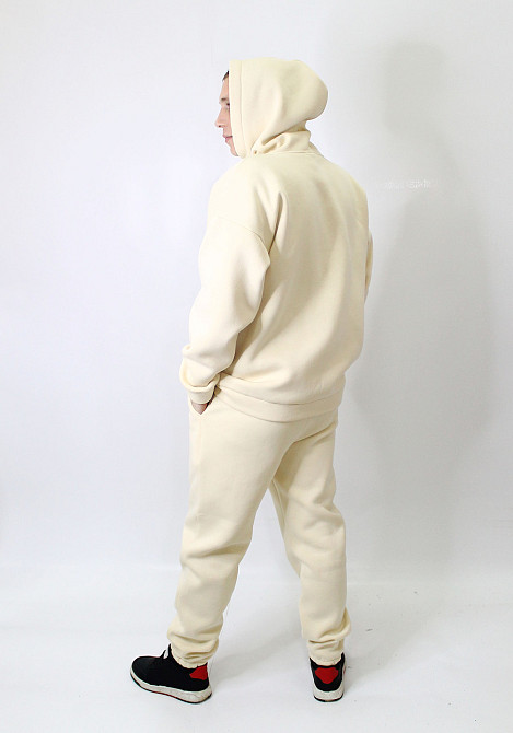 Мужской спортивный теплый костюм на флисе Молочный 50 Харьков - изображение 2