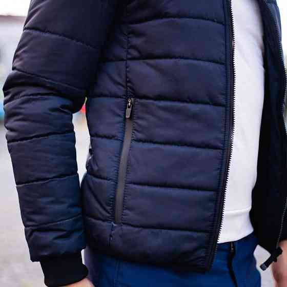 Чоловіча куртка бомбер на блискавці темно-синя Pobedov Povezlo Київ