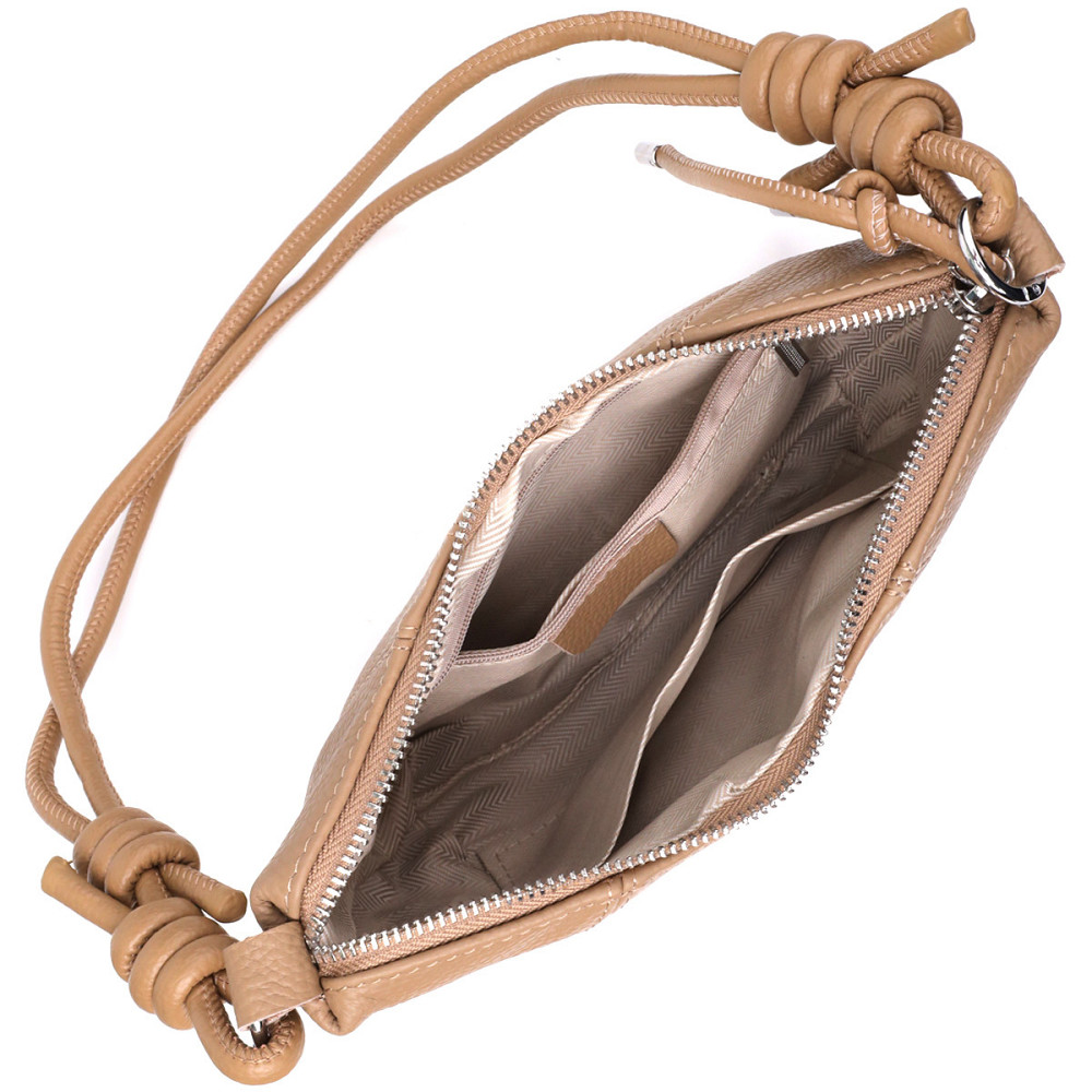 Стильна жіноча напівкругла сумка з натуральної шкіри Vintage 22933 Бежевий Київ - фото 7