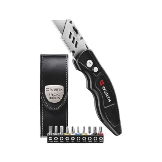 Ніж із трапецієподібним лезом Wurth 071566560 з набором біт 12 шт. Коломия